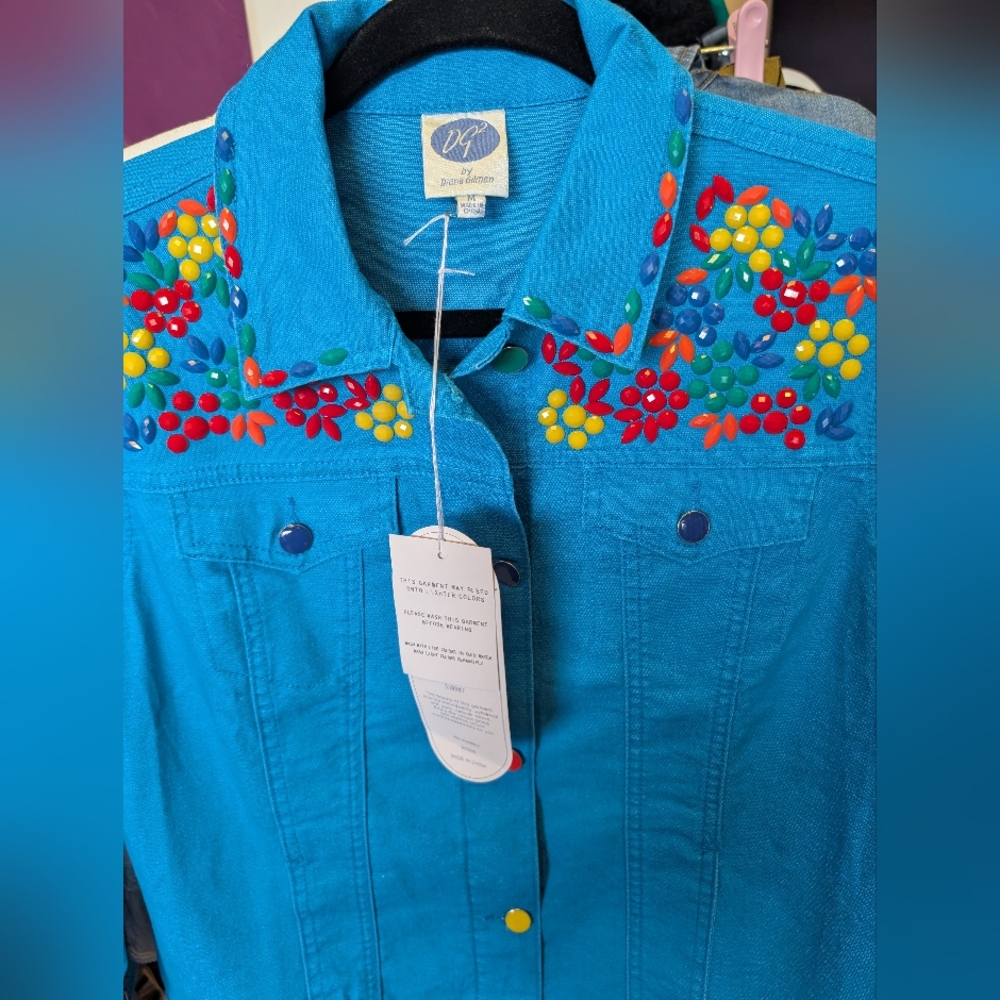 Diane Gilman Fiesta Style Denim Jacket NWT - Picture 2 of 4